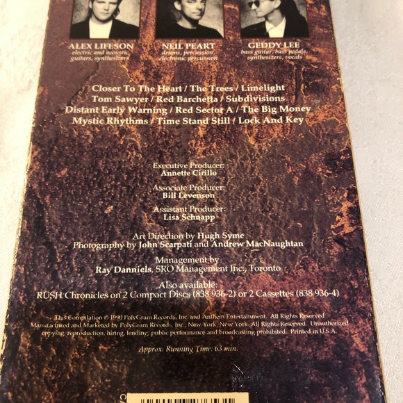 Rush - Chronicles (VHS, 1990) 63min Limelight,  Tom Sawyer, Closer To The Heart - Picture 2 of 9